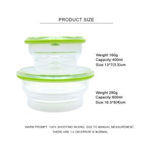 BPA Free Silicone Airtight Collapsible Food Storage Container 400ML