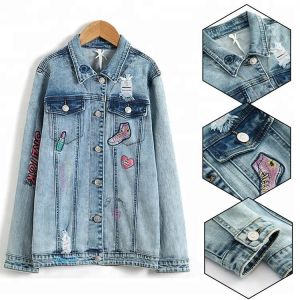 China Fashion Spring Teen Girls Denim Clothes Jean Jacket Casual / Printed Pattern on sale