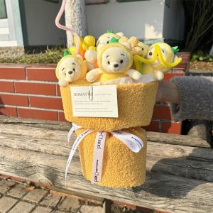 Pineapple Bear Plush Doll Flower Bouquets Given to Girlfriends as Birthday Gifts