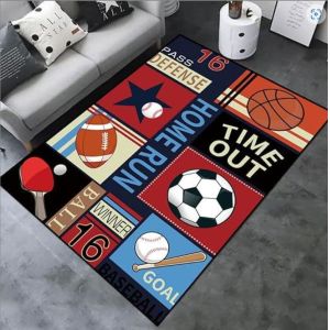 Football And Basketball Pattern Carpets For Living Room Floor, Sofa And Bedroom