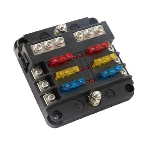 Quality Blade Fuse Block 12 Volt Fuse Box Holder 6 Circuits Negative Bus Terminal Block With LED Indicator Damp Proof for sale