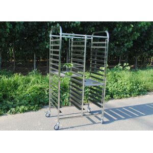 SGS 1.2mm Stainless Steel Tray Rack Trolley With Heat Resisting Wheels