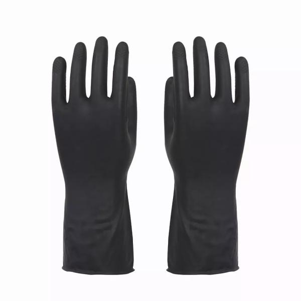 Black Heavy Rubber nitrile chemical gloves Resistant To Acid And Alkali