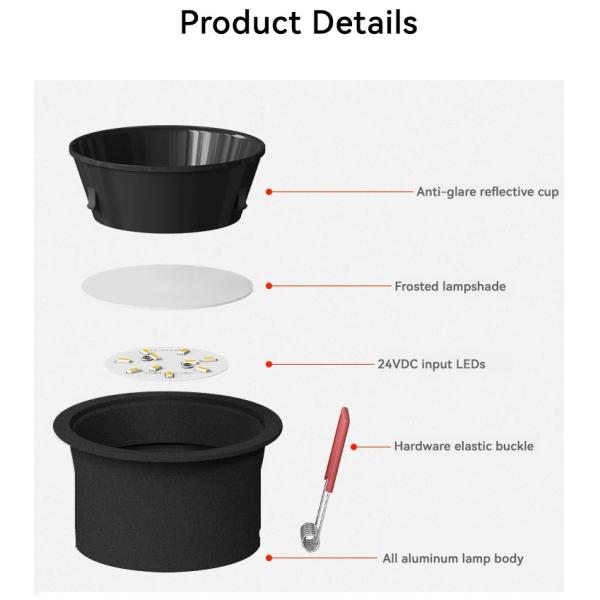 24V/36V 5mm 5 Watt Led Downlight Narrow Frame 5w Led Recessed Downlight