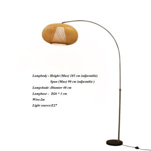 Dimmable Led Rattan Bamboo Light Shade Wicker Switch Control