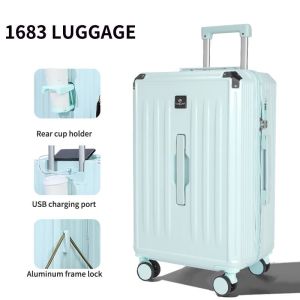 1683Convenient Travel Companion Aluminum Suitcase with 4 Wheels and Telescopic