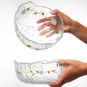 Household Exquisite Printed Hammer Grain Glass Tableware