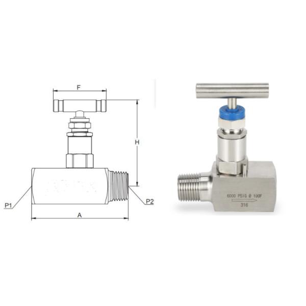 Female 10000 PSI 1 Inch Needle Valve Control Pipeline Channel Cut