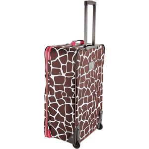Softside travelling 3Piece Pink Giraffe Spinner Suitcase Set Expandable