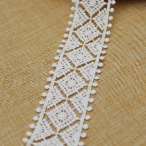 3.5cm Polyester White Embroidered Lace Trim For Garment