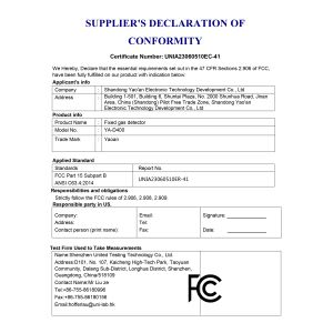 Yaoan (Shenzhen) Electronic Technology Development Co., Ltd. Certifications