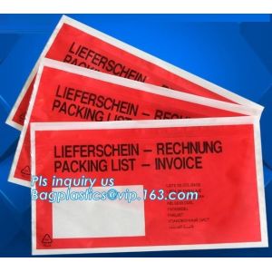 Customize plastic self adhesive packing list bag, envelope cash bag/plastic