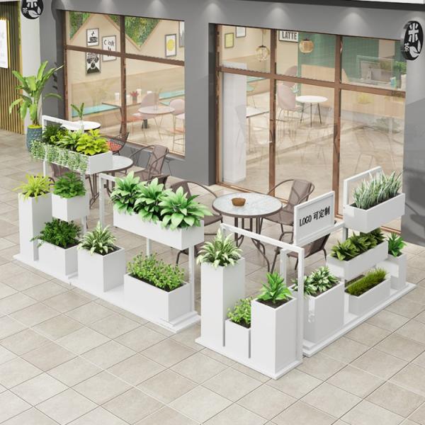 Garden white large outdoor flower pots stand and planters set