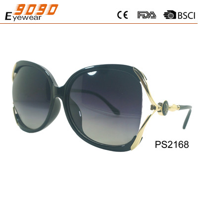 Buy New arrival and hot sale of plastic sunglasses with big frame ,suitable for women and men,metal temple at wholesale prices