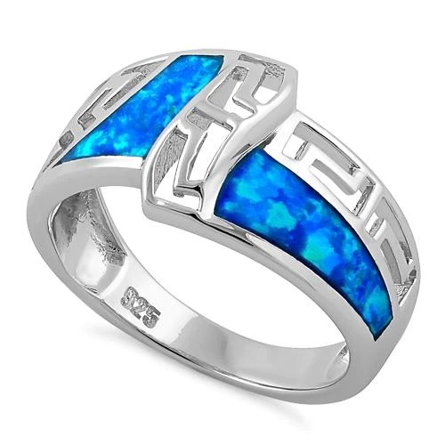 Opal Greek Pattern Lab Opal Sapphire Engagement Women Ring 925 With Sterling Silver For Girls