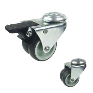 Quality Lockable 3&quot; Bolt Hole Swivel Soft TPR twin wheel swivel casters for furniture for sale