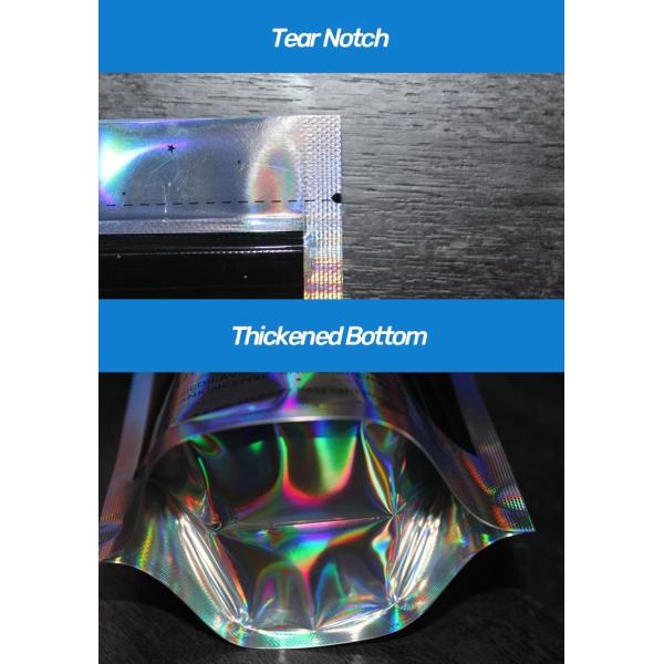 Custom Plastic Mylar Resealable Stand Up Pouches Holographic Cosmetics Packaging