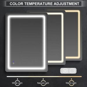 Customized LED Medicine Cabinet Silver Bathroom Illuminated Mirror Cabinet