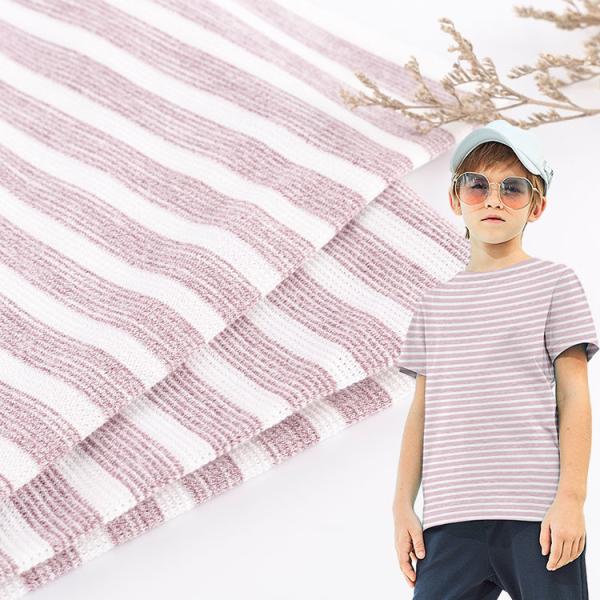 Buy T-Shirt Textured Stripe Fabric , Cotton 160gsm Yarn Dyed Stripe Fabric at wholesale prices