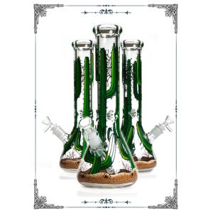 Green Cactus Art Glass Water Smoking Pipe 50x7mm Glass Tube