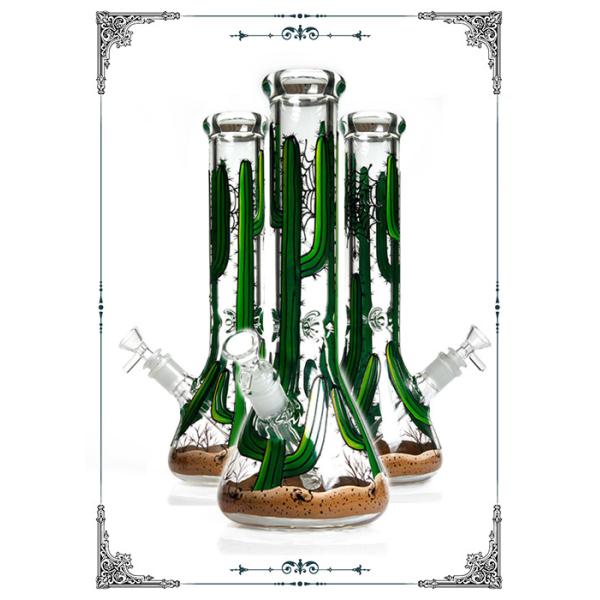 Green Cactus Art Glass Water Smoking Pipe 50x7mm Glass Tube