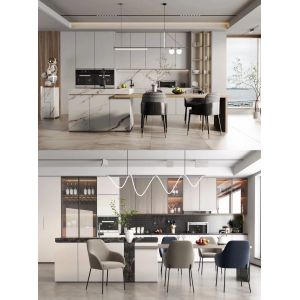 Modern Stainless Steel Cabinets Quartz Facet Home Kitchen Cabinet Custom