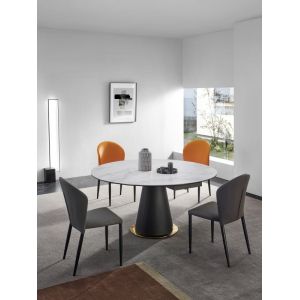 Quality Round Functional Ceramic Marble Dining Table With Stainless Steel Legs for sale