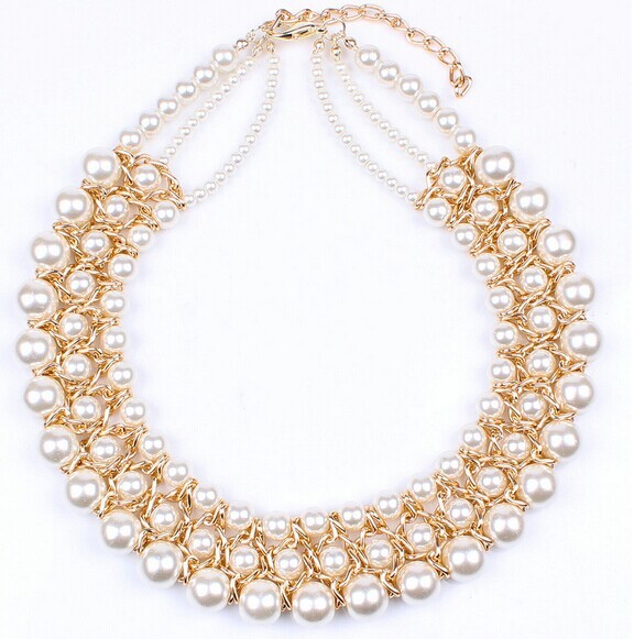 Buy popular ladies temperament wild section elegant imitation pearl necklace clavicle at wholesale prices