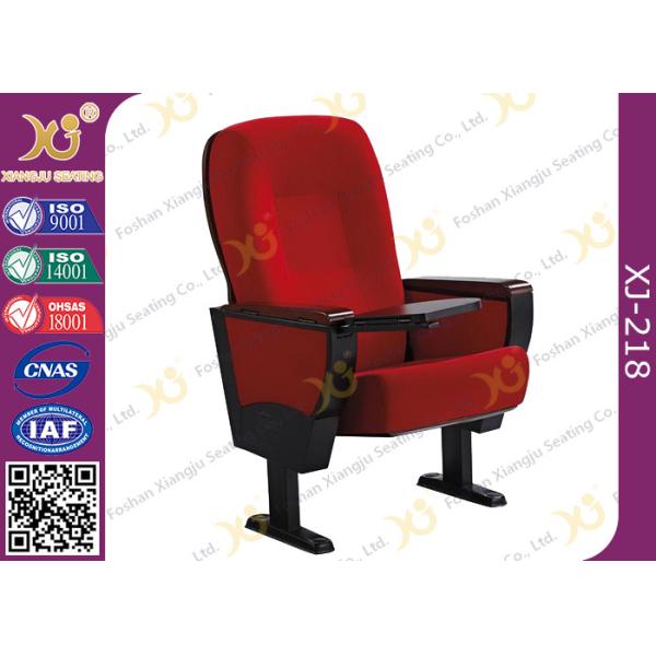 Buy Solid Rubber Wood Armrest Audience Seating Chairs Fire Retardant Fabric at wholesale prices