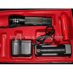 Adjustable Aluminium 3W LED flashlight with 2200mAh rechargeable battety