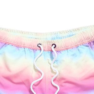 Summer Digital Print Rainbow Gradient Loose Shorts For Men And Women