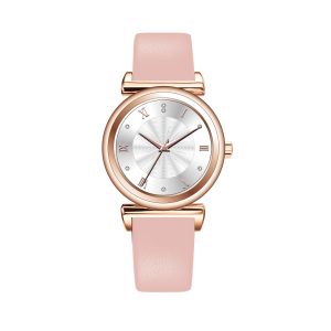 Fashion Watch, Italian leather wristband PVD rose gold case and black bezel