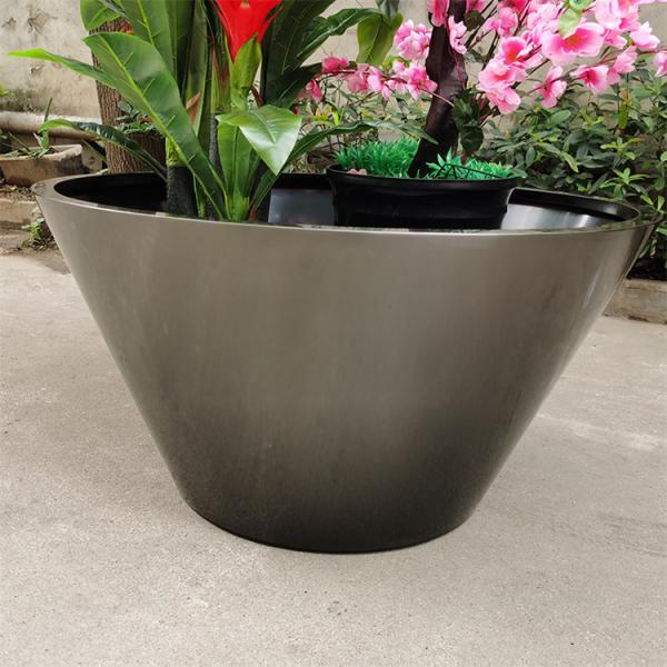 High fashion glossy glazed black big flower pot outdoor round