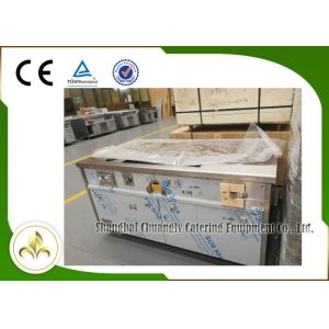 Natural Gas Teppanyaki Grill Table Rectangle Fume Down Exhaust Stainless Steel