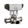 4 Sanitary 3 Way Ball Valve , T - Port Tri - Clamp Pneumatic Ball Valve for sale
