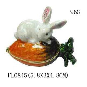 Fairy Rabbit Enameled Trinket Box Bunny Jewelry Box Pewter Rabbit Jewelry