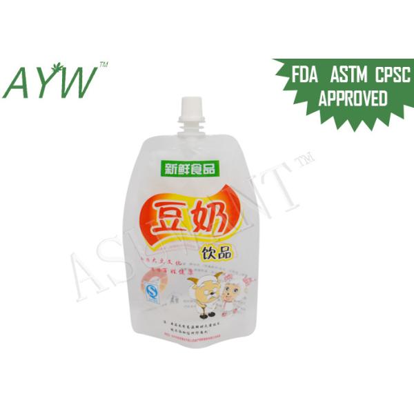 Transparent Food Grade Plastic Bag For Liquids , Stand Up Spout Pouch For QC