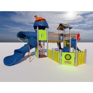 Garden Toys Plastic Kids Playground Slide With Galvanized Post