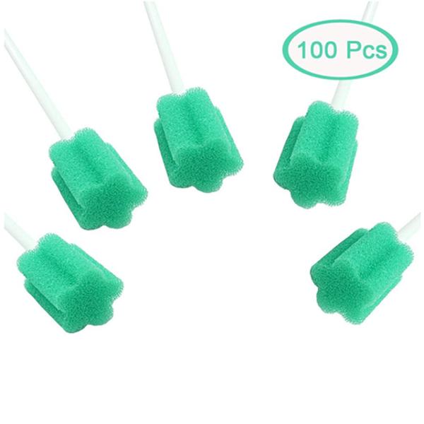 Disposable Oral Swab for Mouth Cleaning Sponge Swabs-Blue 100 Counts
