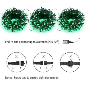 Extendable Green LED Christmas Lights Night Plug In 300 LED 240V