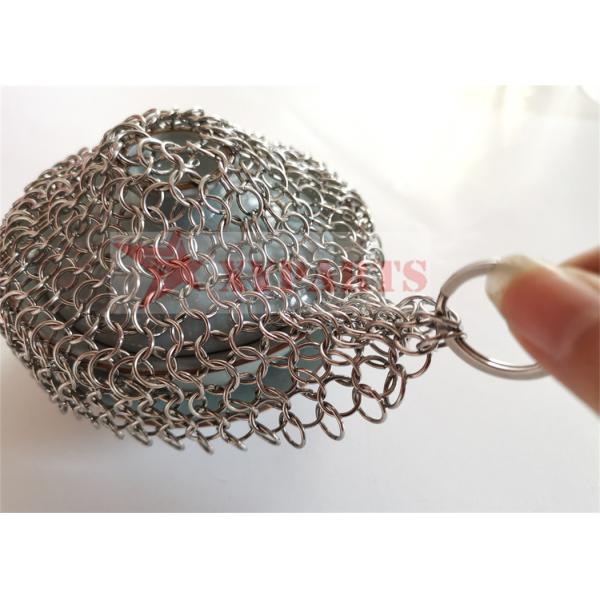 Ring Mesh Screen Type 4 Inch 304 Kitchen Stainless Steel Chain Mail Scrubber