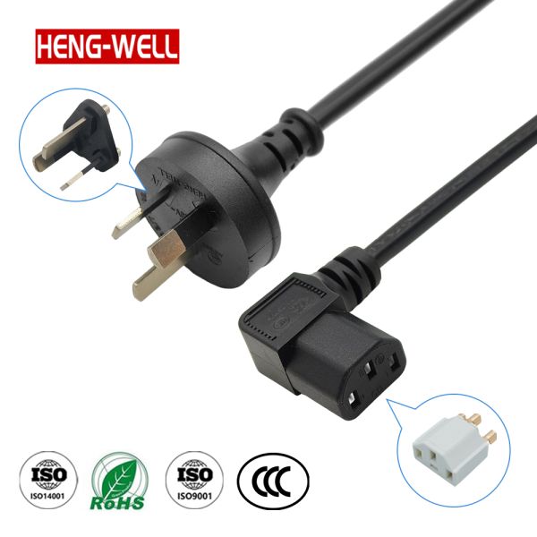 HENG-WELL Customized Length 3 Pin Power Cord Right Angled C13/C5 Stripped End for PC TV Laptop Consumer Electronics Available