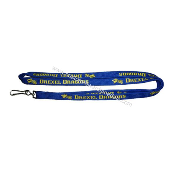 Drexel Dragons Silk Screen Printed Polyester, Nylon, Silicone, Satin Tubular Lanyard With Metal Hook