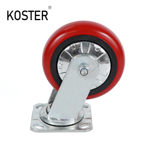 Customized Request Heavy Duty Flat Fixed Type Iron PU/PVC Caster Wheel with
