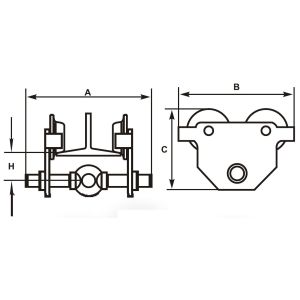 GCT 620 Plain Trolley Manual Chain Hoist With Thicker Steel Plates For Lifting