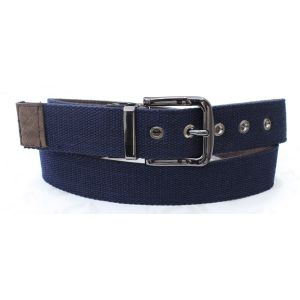 Durable Two Ways Use Of PU Mens Web Belt Laser Logo On Reversible Buckle