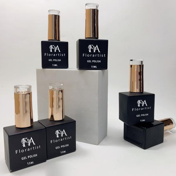 Direct Factory 12ml 15ml Uv Gel Polish Bottle with Brush Custom Glass square Rectangular Empty Nail Polish Bottles