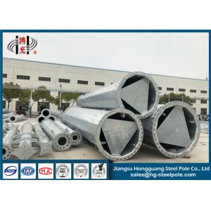 Hot - Dip Galvanized Electrical Power Pole , Transmission Utility Power Pole