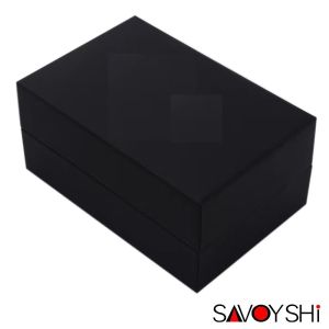 Black Leatherette Gifts Packing Boxes Cufflink Boxes Packaging With Elastic