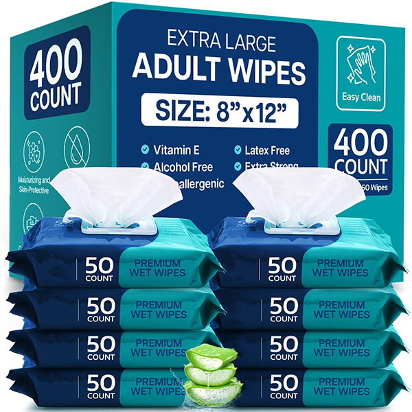 Buy Wholesale 8“ x 12” (400 count) Aloe Vera, Vitamin E  Body Wipes for Adults Bathing No Rinse at wholesale prices